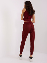 Hurt Bordowy damski komplet dresowy z bluzą bomberką