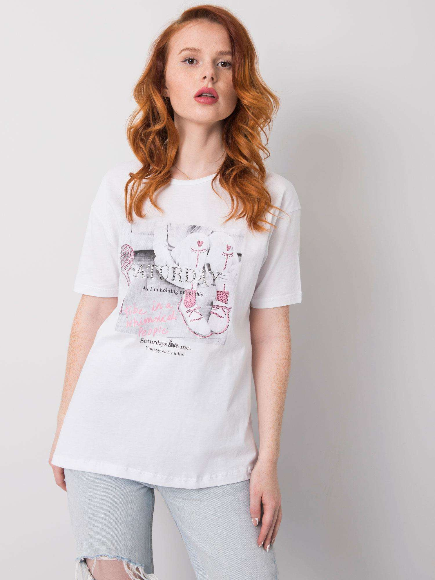 Biały t-shirt z aplikacjami Sierra
