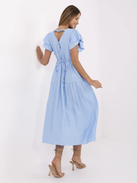 Jasnoniebieska rozkloszowana sukienka z dekoltem V