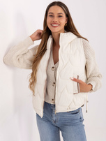 Ecru damska kamizelka z pikowaniem