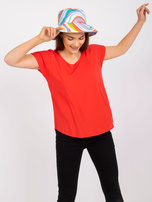 Czerwona bluzka na co dzień z okrągłym dekoltem SUBLEVEL