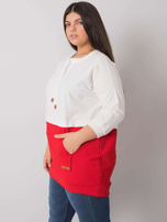 Ecru-czerwona bluza plus size bez kaptura Sira