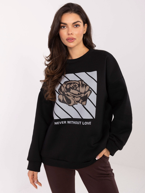 Czarna ocieplana bluza bez kaptura