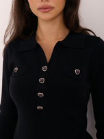 Black women's sweater with a collar.
