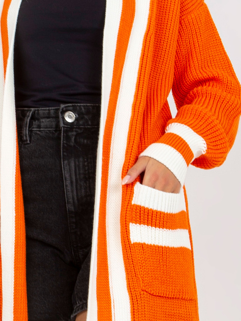 Hurt Pomarańczowy długi kardigan z kieszeniami RUE PARIS