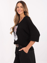 Hurt Czarny damski sweter oversize o kroju nietoperza