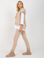 Hurt Beżowy trzyczęściowy komplet casualowy z bluzą