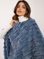 Großhandel Blaues gefüttertes Poncho aus Fell.