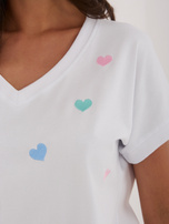 White cotton short-sleeved blouse.