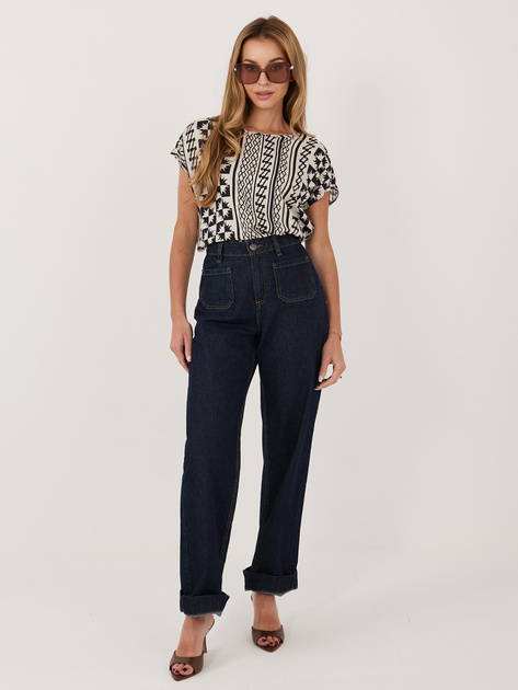 Granatowa letnia bluzka we wzory SUBLEVEL