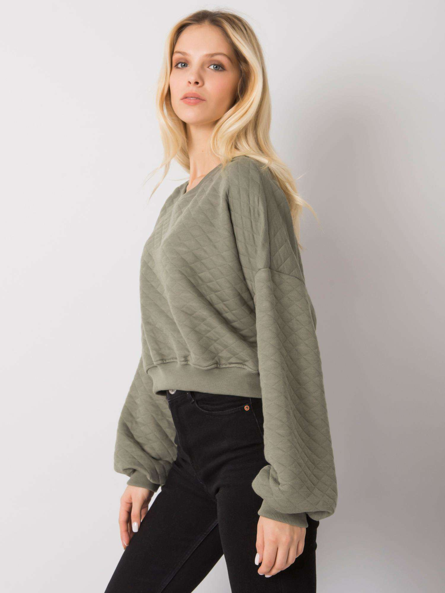 Khaki Crystal quilting sweatshirt