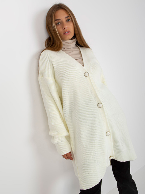 Hurt Ecru długi sweter rozpiany o kroju oversize RUE PARIS