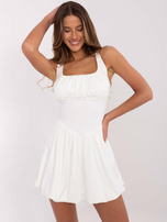 Hurt Ecru sukienka bombka z kwadratowym dekoltem