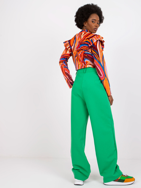 Pomarańczowa welurowa bluzka z falbankami Lina