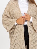 Hurt Beżowy długi ażurowy kardigan z wełną OCH BELLA