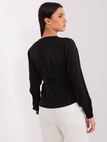 Hurt Czarna bluzka wizytowa z kopertowym dekoltem