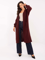 Bordowy długi kardigan o kroju oversize