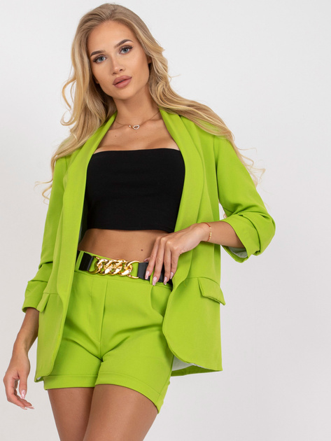 Jasnozielony dwuczęściowy komplet elegancki z rękawem 3/4