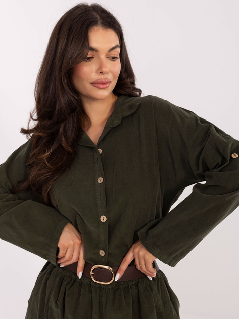 Khaki sztruksowa koszula od kompletu