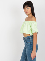 Hurt Limonkowa krótka bluzka hiszpanka z bawełny