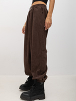 RUE PARIS Brown corduroy joggers with wide legs.