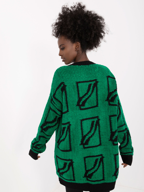 Hurt Zielony damski sweter oversize z wełną