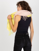 Hurt Jasnoróżowo-żółty damski szal zimowy we wzory