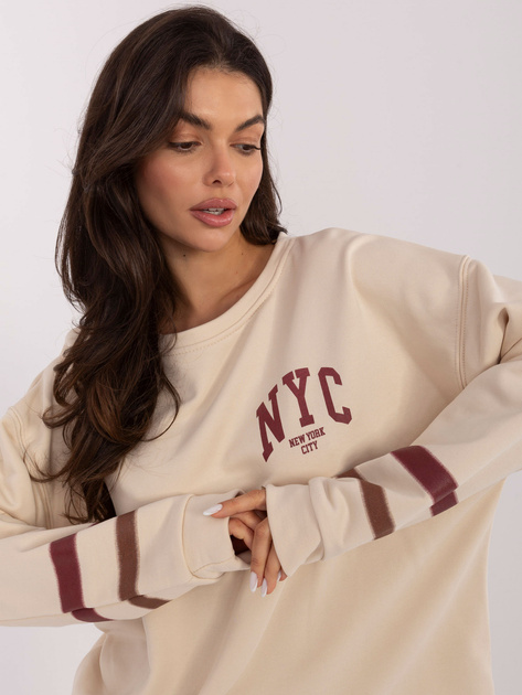 Beżowa damska bluza z nadrukiem na plecach