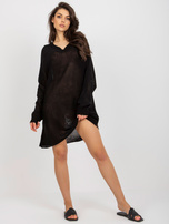 Hurt Czarna letnia sukienka dzianinowa z dekoltem V