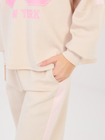 Beżowy dwuczęściowy komplet z nadrukiem RUE PARIS  