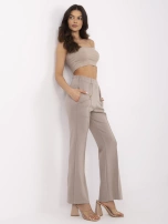 Ciemnobeżowe dresowe spodnie z przeszyciami