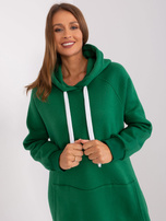 Dunkelgrüner, gefütterter Kapuzenpullover mit Kängurutasche.