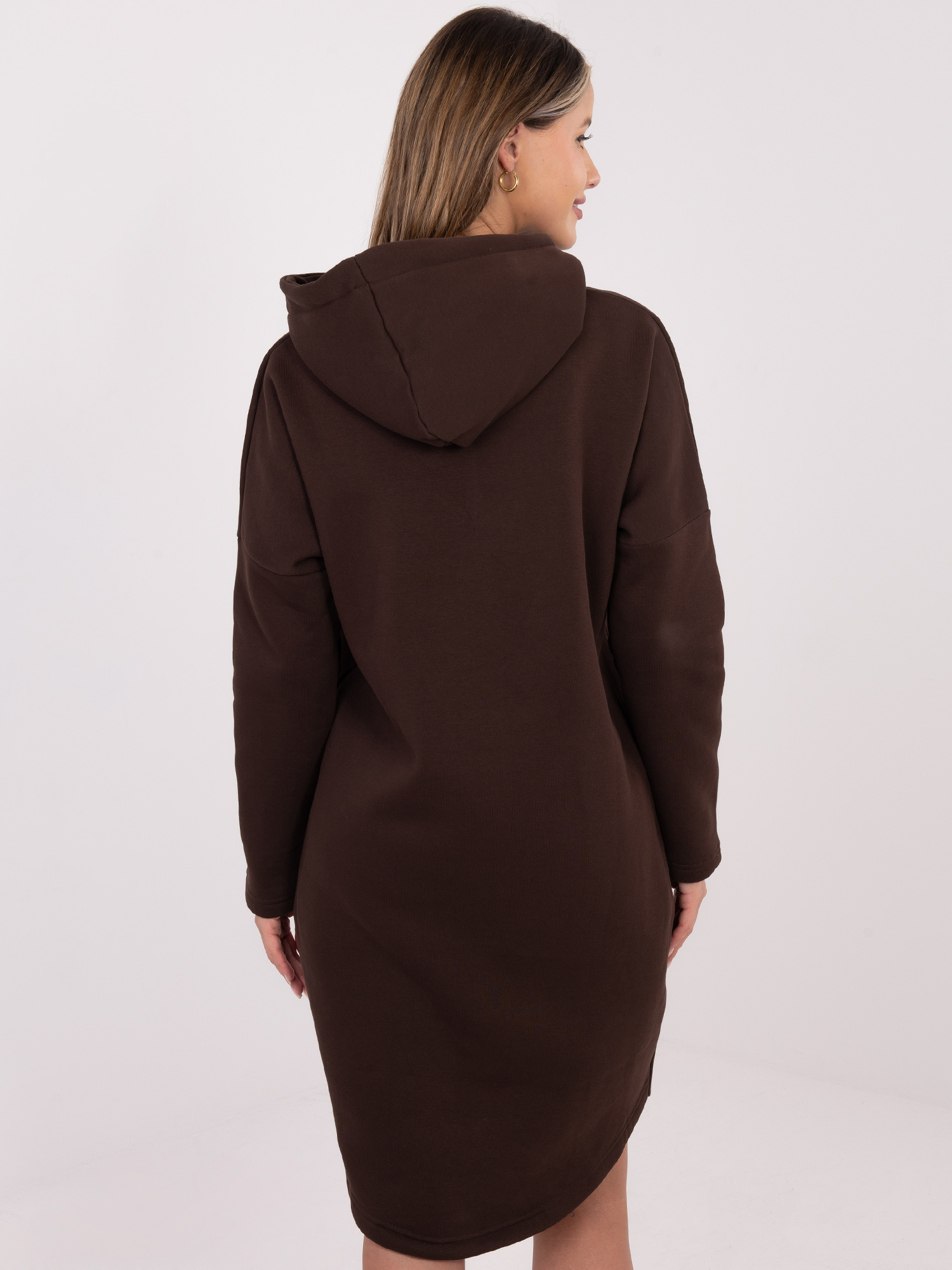 Czekoladowa ocieplana bluza basic z suwakiem RUE PARIS 