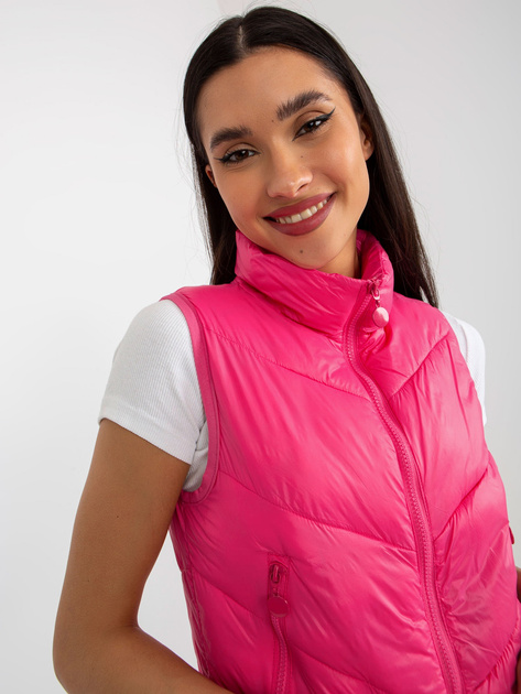 Hurt Ciemnoróżowa krótka kamizelka puchowa z pikowaniem