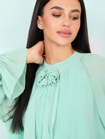 Miętowa sukienka ze ściągaczem w talii RUE PARIS 