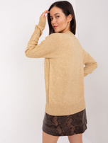 Hurt Camelowy sweter z warkoczami i ściągaczami  