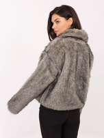 Szara futrzana kurtka z kołnierzem RUE PARIS 