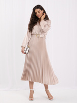 Beige elegante Kleid mit Satin-Effekt RUE PARIS.