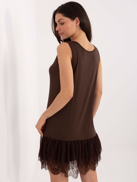 Czekoladowa sukienka z tiulowym dołem