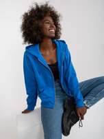 Hurtownia Ciemnoniebiesk rozpinana bluza basic z kapturem