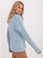 Hurtownia Jasnoniebieski damski sweter oversize z warkoczami