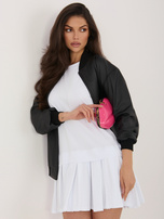 Czarna skórzana kurtka z welurową podszewką