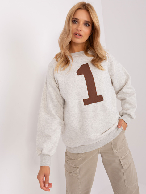 Hurt Jasnoszara melanżowa dresowa bluza bez kaptura