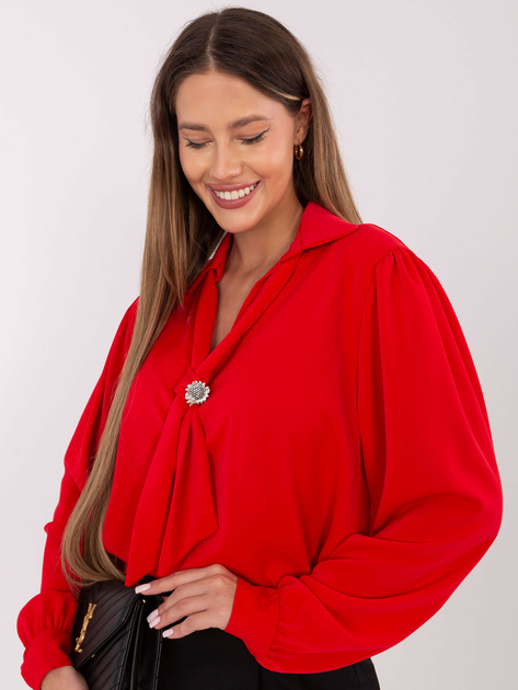 Czerwona elegancka bluzka z wiązaniem