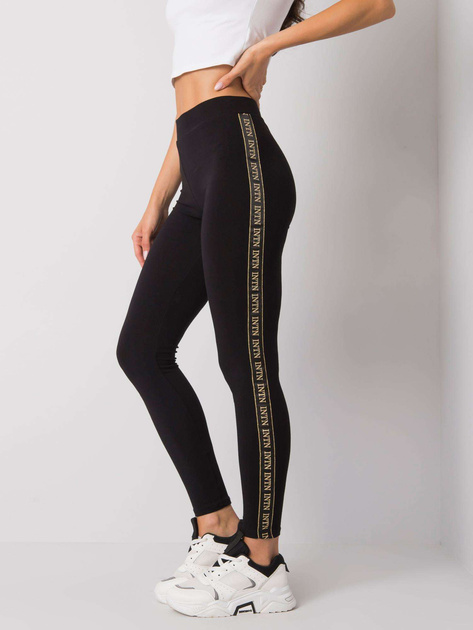 Czarno-złote legginsy z lampasami Akemi RUE PARIS