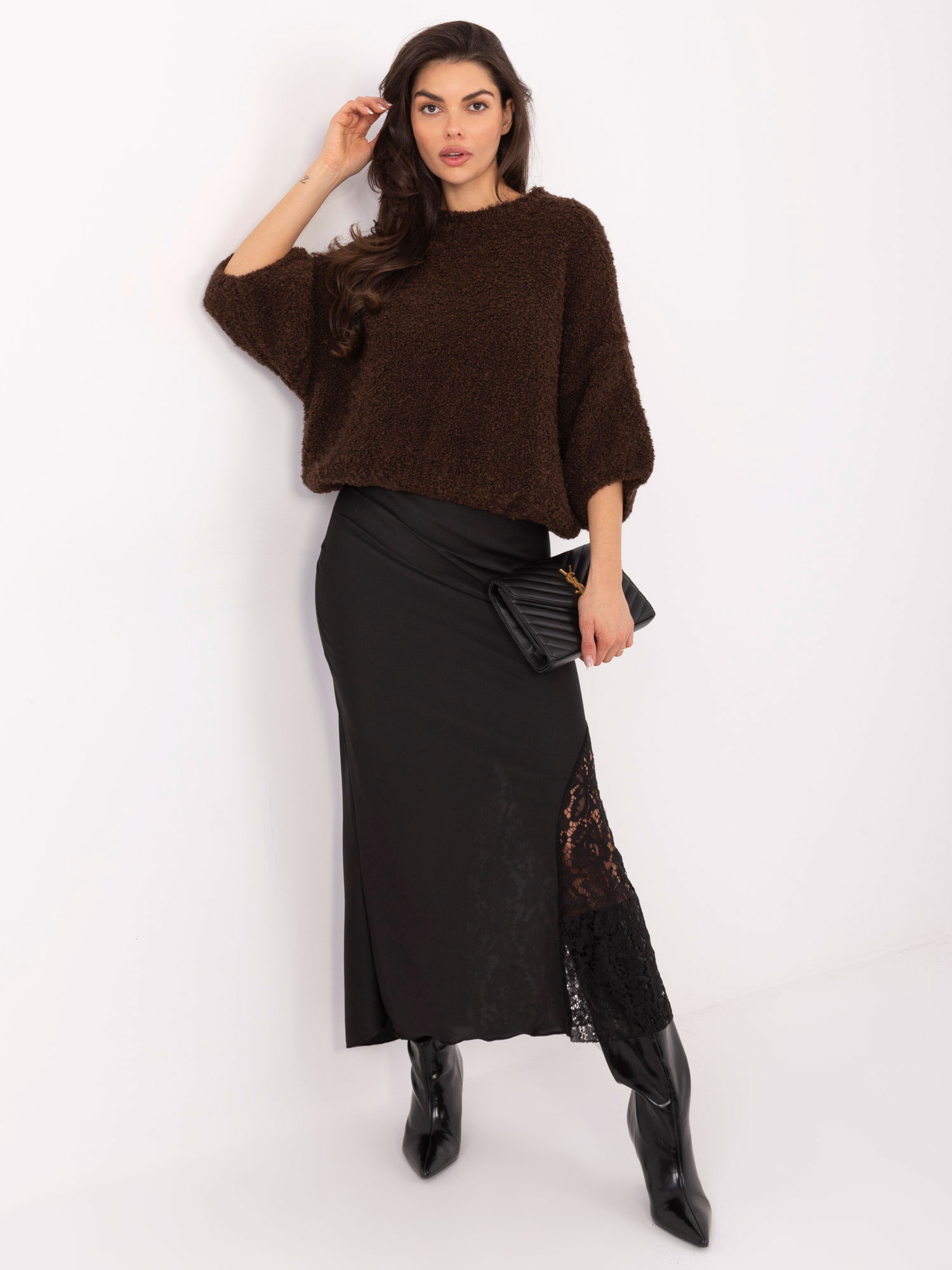 Sweter ciemny brązowy