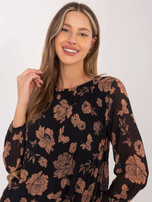 Czarno-camelowa bluzka z wiskozą Liana