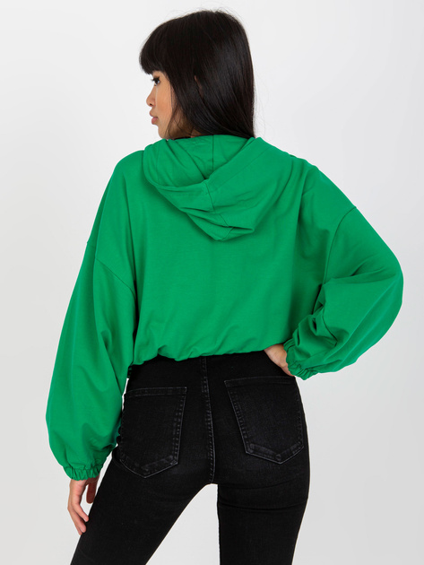 Hurtownia Zielona rozpinana bluza basic z kapturem RUE PARIS