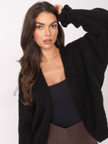 Czarny kardigan z falbankami przy rękawach RUE PARIS