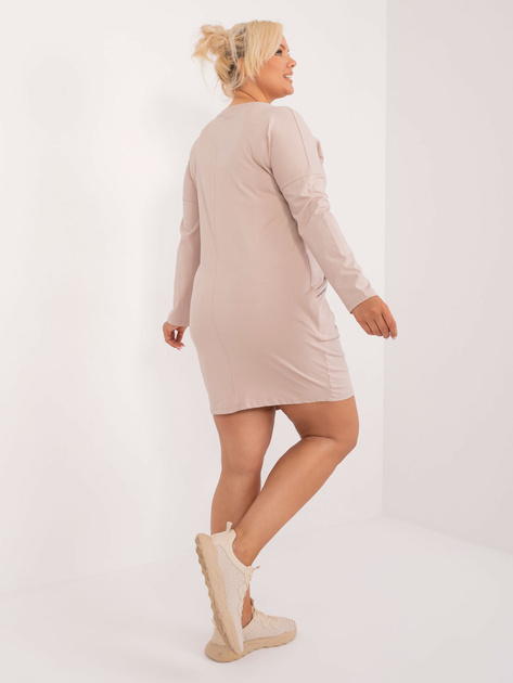 Hurt Beżowa dresowa sukienka plus size z bawełny